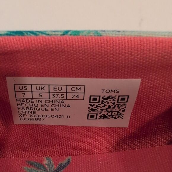 Toms x Paper Source Soft Blue Palm Trees Alpargata Slip-Ons Flat Shoes Size 7 - Picture 9 of 13